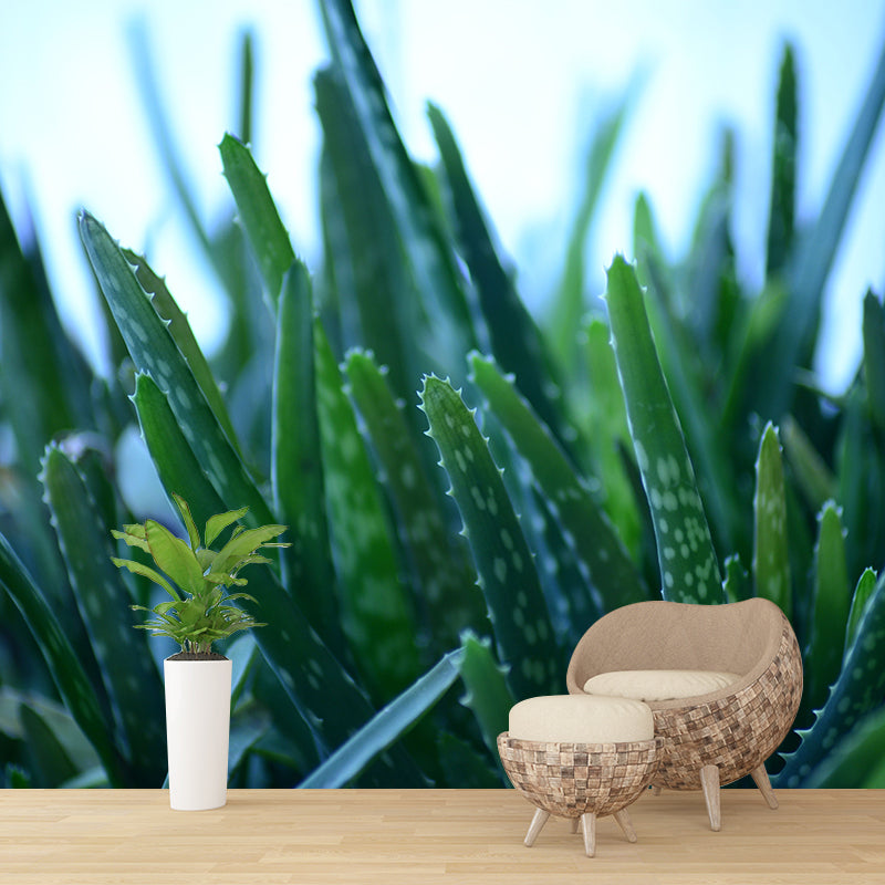 Green Plant Mural Wallpaper for Dining Room Reading Room, Custom Size Available