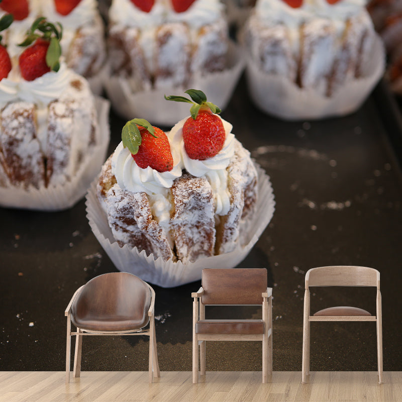 Sweet Pastry Mural Wallpaper Water Resistant for Cake Shop, Custom Size Available