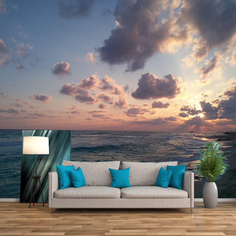 Sea Mural Wallpaper Contemporary Wall Covering for Dining Room, Waterproofing