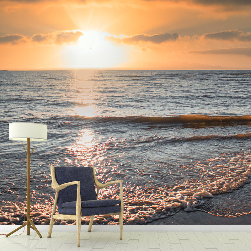 Sea Mural Wallpaper Contemporary Wall Covering for Dining Room, Waterproofing