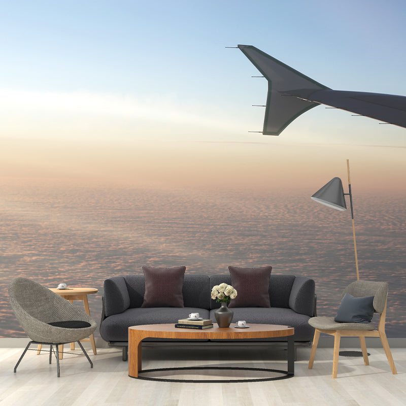 Plane Transportation Mural Stain Resistant Meeting Room Wall Decor, Made to Measure