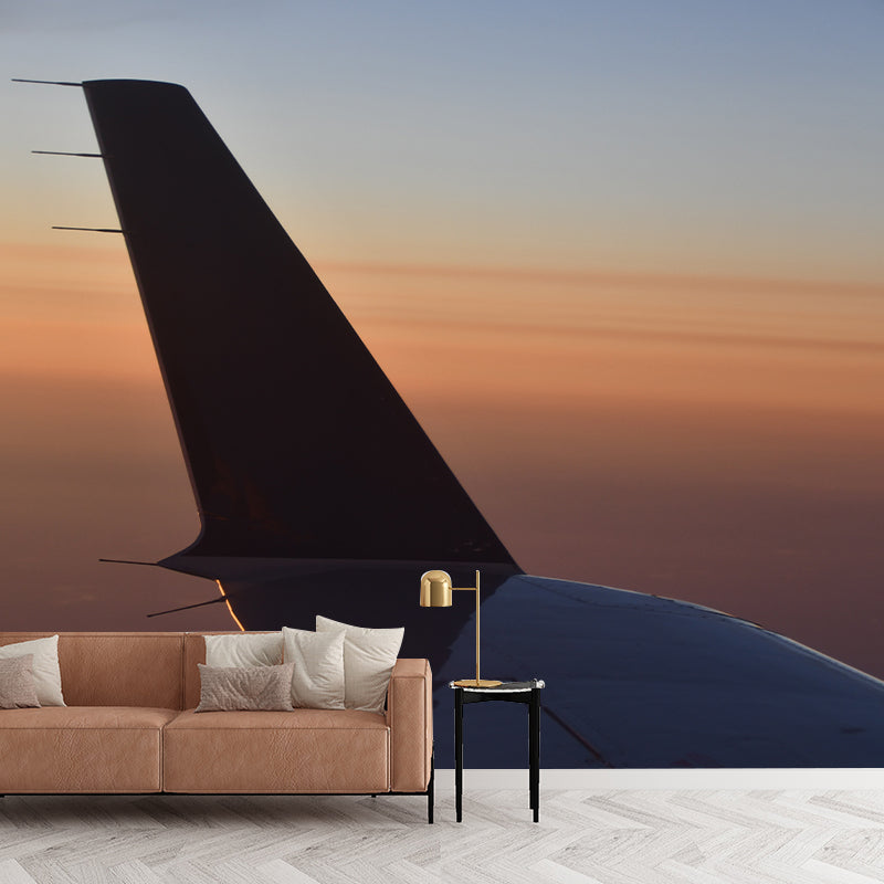 Plane Transportation Mural Stain Resistant Meeting Room Wall Decor, Made to Measure
