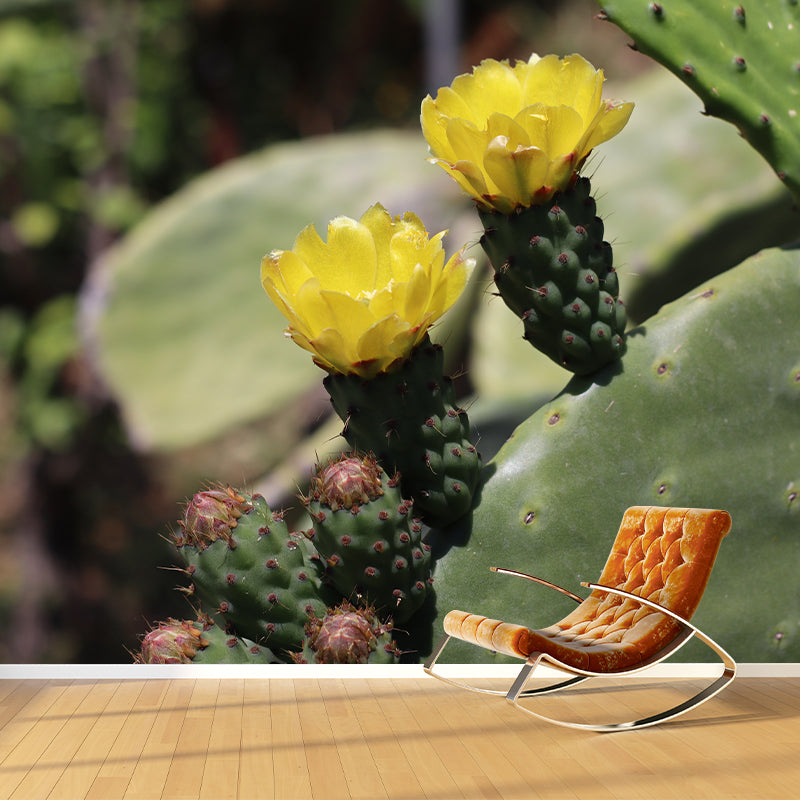 Tropical Cactus Mural Decal Moisture Eco-friendly Wallpaper Resistant for Dining Room