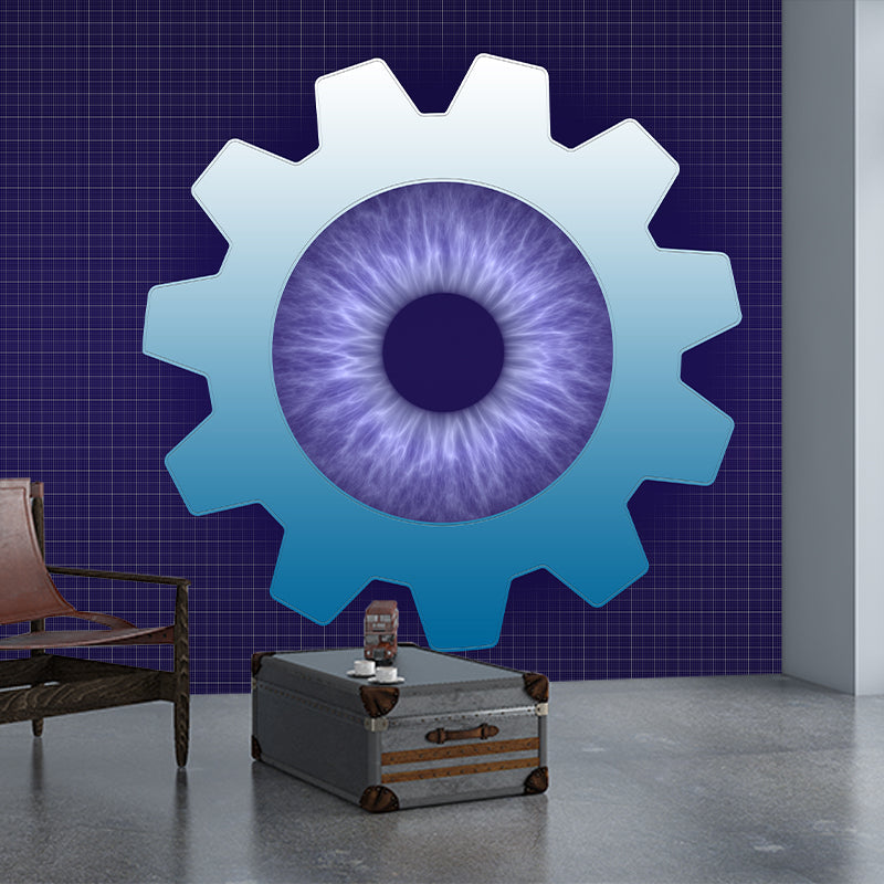 Gear Illustration Mural Wallpaper Stain-Resistant Wall Decor for Living Room