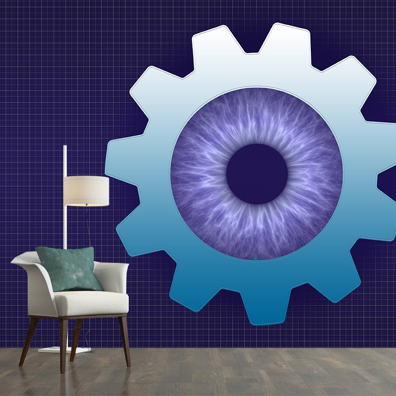 Gear Illustration Mural Wallpaper Stain-Resistant Wall Decor for Living Room