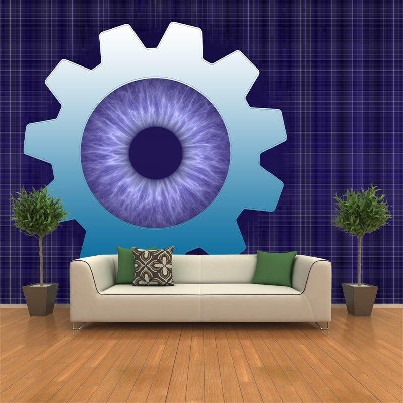 Gear Illustration Mural Wallpaper Stain-Resistant Wall Decor for Living Room