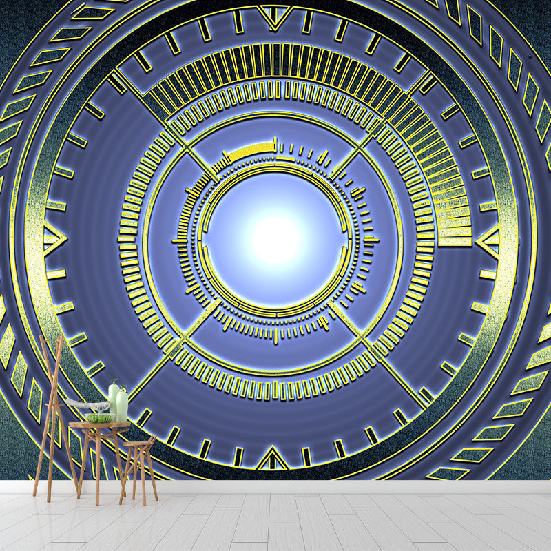 Gear Illustration Mural Wallpaper Stain-Resistant Wall Decor for Living Room