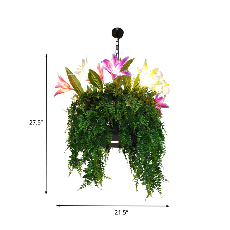 Metal Green Hanging Chandelier Lily 12 Heads Antique Drop Pendant for Restaurant