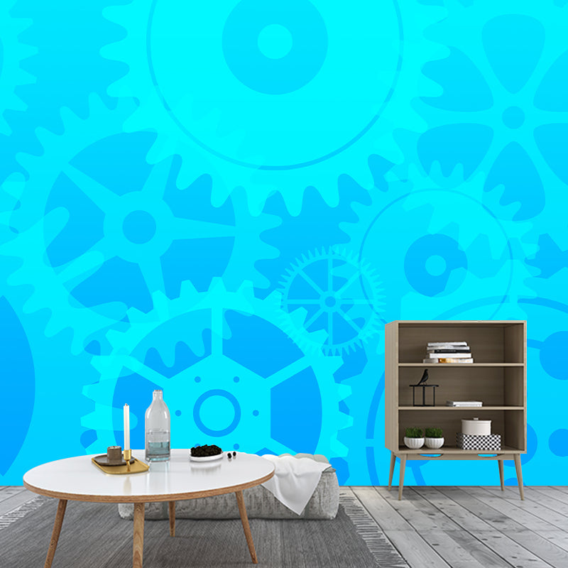 Industrial Style Gear Illustration Wall Covering Murals for Living Room, Customized Size