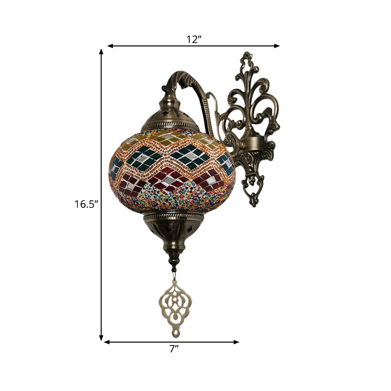 1 Glühbirne Buntglaswand Licht marokkanische gelb/orange/grüne Kugel Wohnzimmer Wandhalterung Beleuchtung