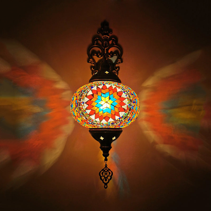 Applique murale d'intérieur Globe en verre teinté Vintage, 1 lumière, blanc/rouge/Orange, éclairage mural
