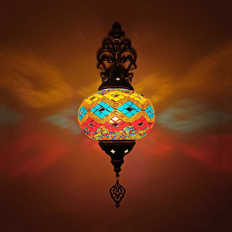 Applique murale d'intérieur Globe en verre teinté Vintage, 1 lumière, blanc/rouge/Orange, éclairage mural