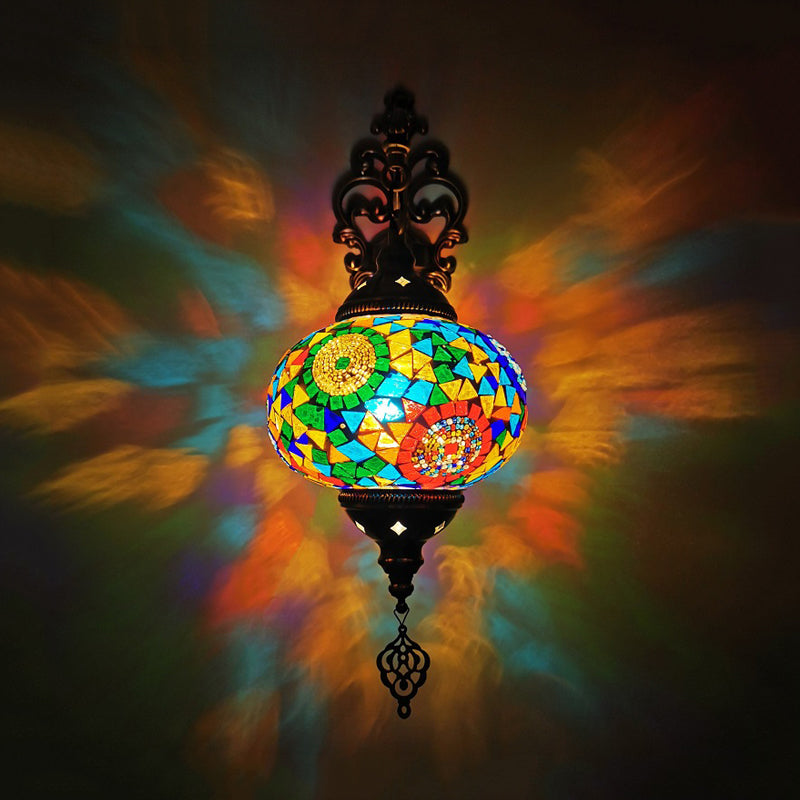 Applique murale d'intérieur Globe en verre teinté Vintage, 1 lumière, blanc/rouge/Orange, éclairage mural
