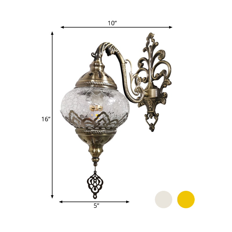 Applique boule traditionnelle, 1 ampoule, éclairage mural en métal, blanc/jaune, 5"/7" de large