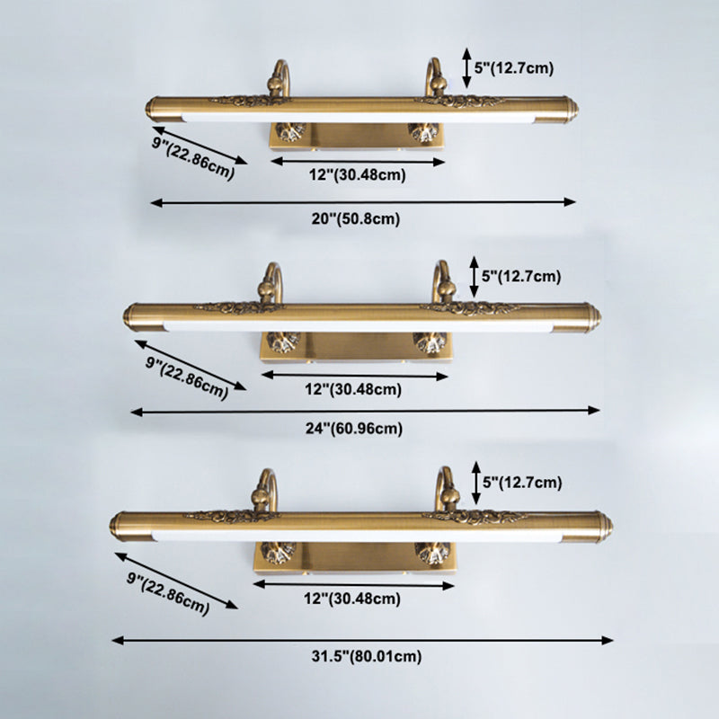 Simple Brass Mirror LED Wall Light Sconces with Acrylic Shade for Bathroom