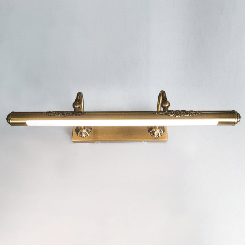 Simple Brass Mirror LED Wall Light Sconces with Acrylic Shade for Bathroom