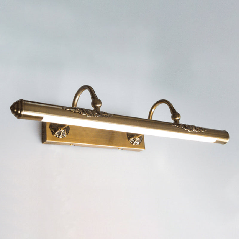 Simple Brass Mirror LED Wall Light Sconces with Acrylic Shade for Bathroom