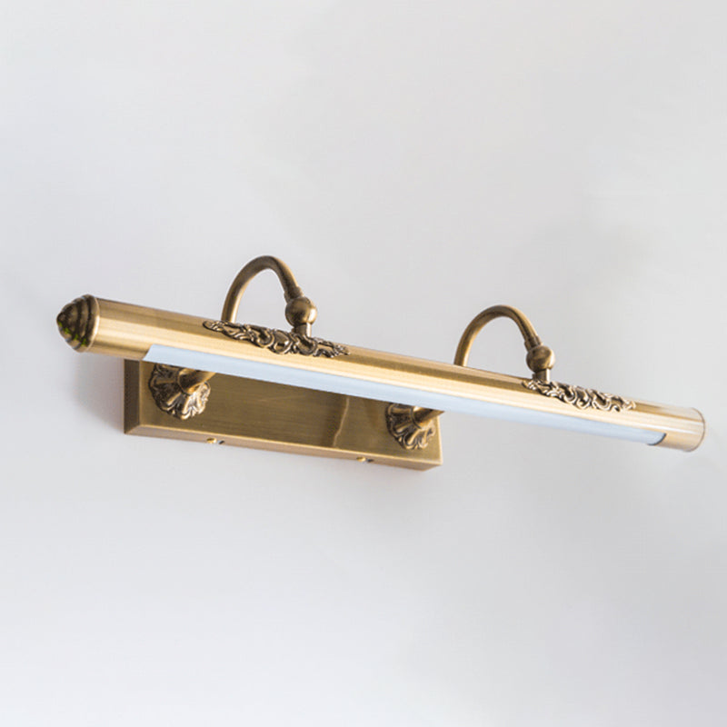 Simple Brass Mirror LED Wall Light Sconces with Acrylic Shade for Bathroom