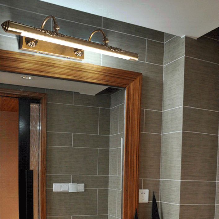 Simple Brass Mirror LED Wall Light Sconces with Acrylic Shade for Bathroom