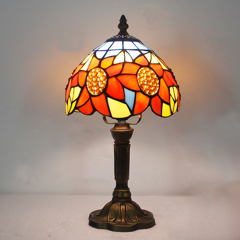Schüssel Nachttisch Lampe Single-Bulb Buntglas Tiffany Tisch leichte Ideen für das Restaurant