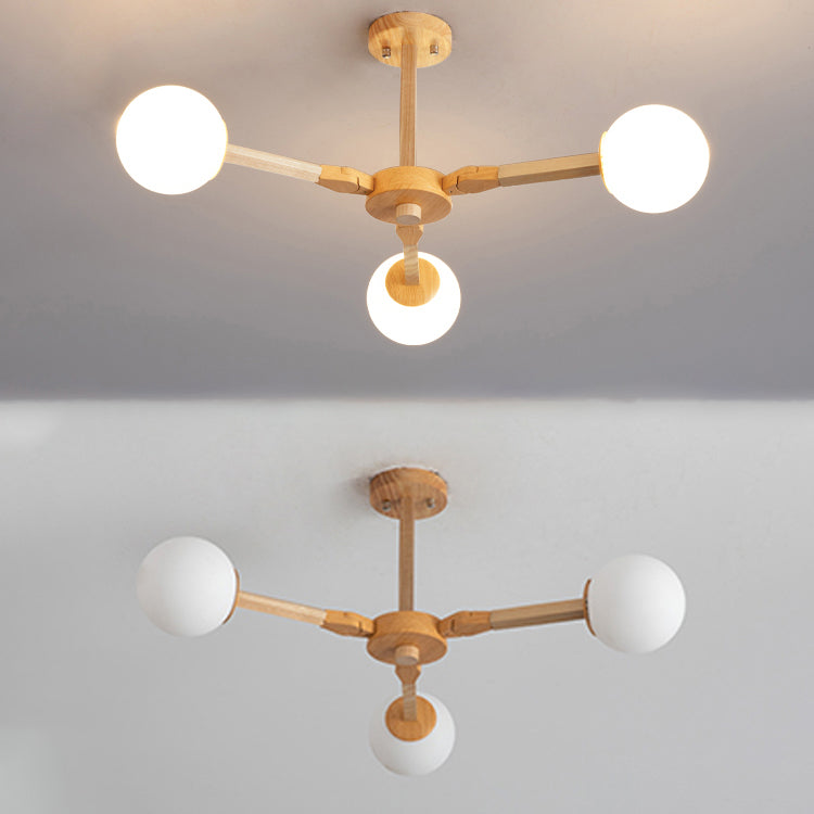 Holzkugel geformt Kronleuchter Anhänger Leicht moderne Deckenheizlicht in Holz