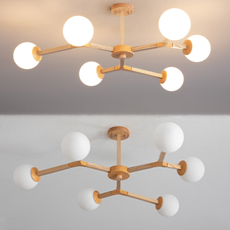Holzkugel geformt Kronleuchter Anhänger Leicht moderne Deckenheizlicht in Holz
