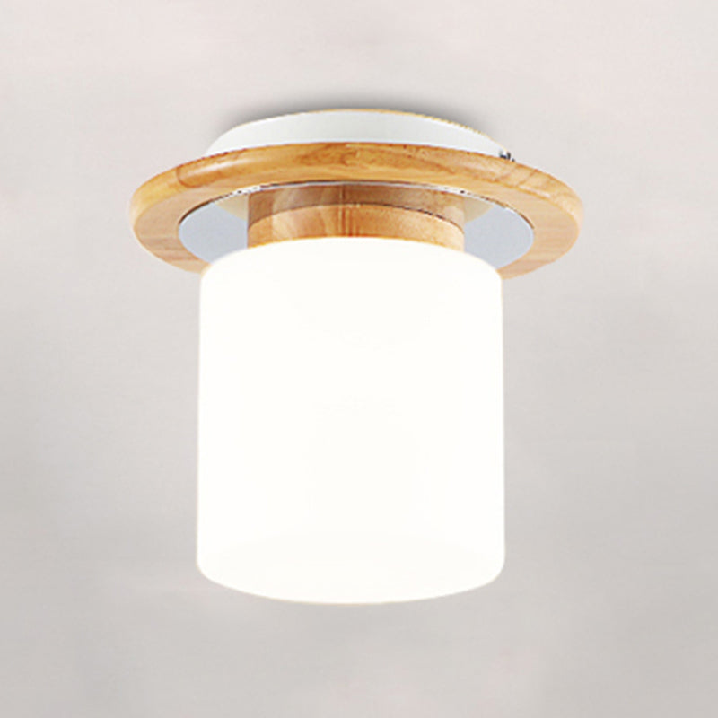 Moderne, schattige Deckeneinbauleuchte aus hellem Holz, Gang-Deckenleuchte aus Holz