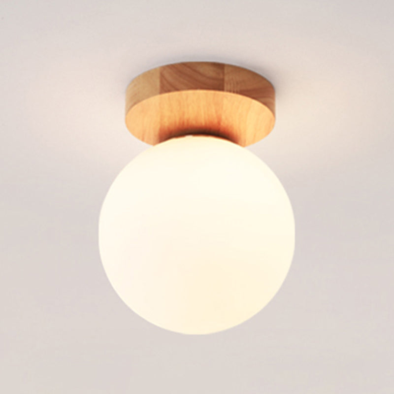 Moderne, schattige Deckeneinbauleuchte aus hellem Holz, Gang-Deckenleuchte aus Holz