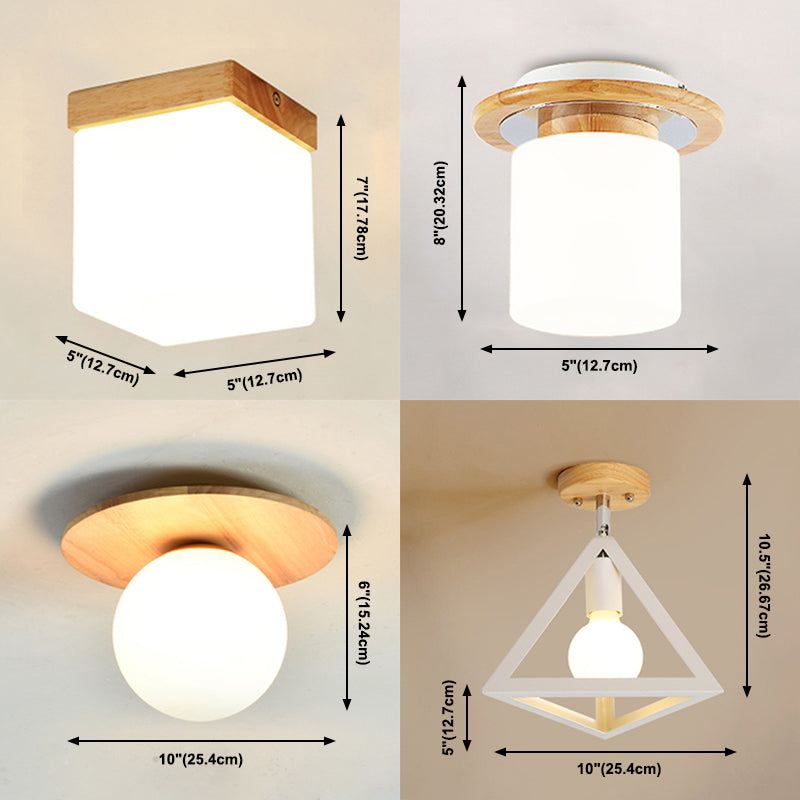 Moderne, schattige Deckeneinbauleuchte aus hellem Holz, Gang-Deckenleuchte aus Holz