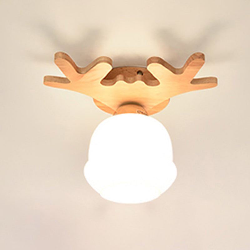 Moderne, schattige Deckeneinbauleuchte aus hellem Holz, Gang-Deckenleuchte aus Holz