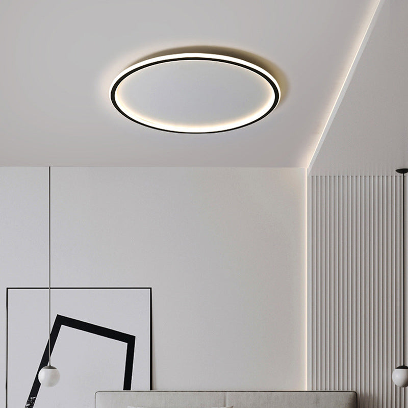 Circular Flush Ceiling Light Fixture Modern Metal LED Black Flush Mount Light Fixture