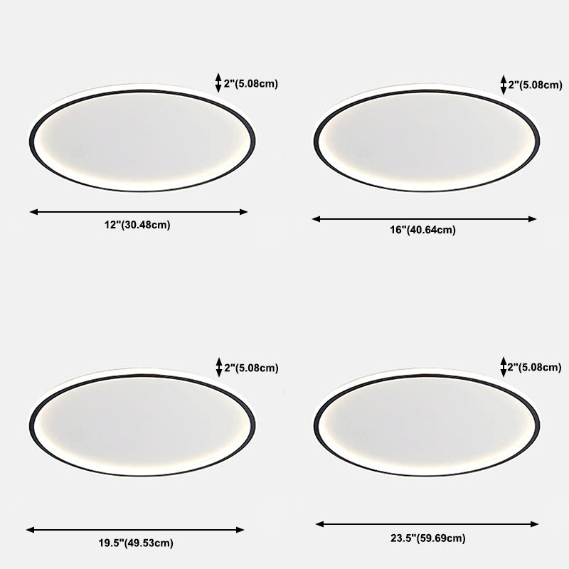 Circular Flush Ceiling Light Fixture Modern Metal LED Black Flush Mount Light Fixture