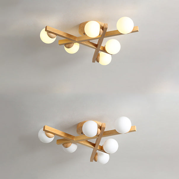 Madera Global Semi Flush Lighture Fixture Modern Style Wooden Semi Flush Mount Lighture