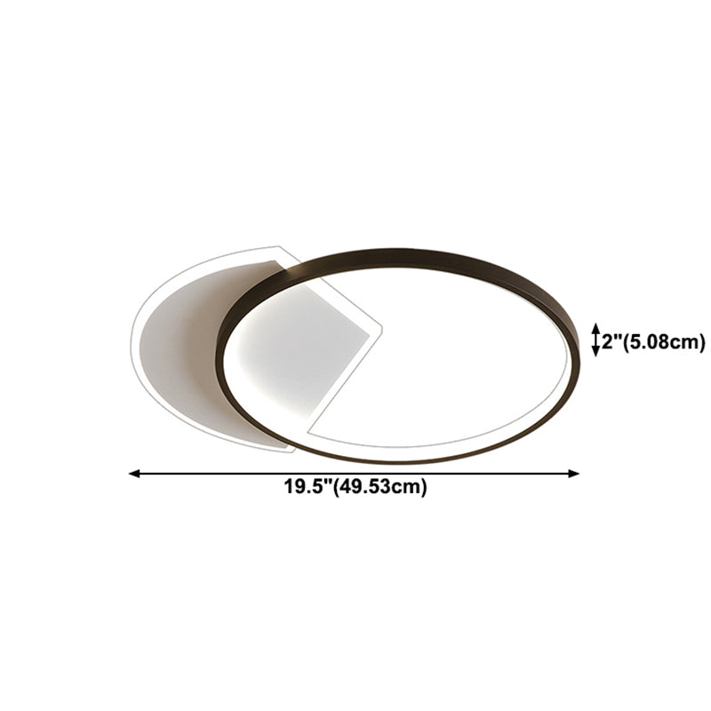 Luminaire encastré rond plafonnier de chambre à coucher LED en métal moderne, Noir et blanc