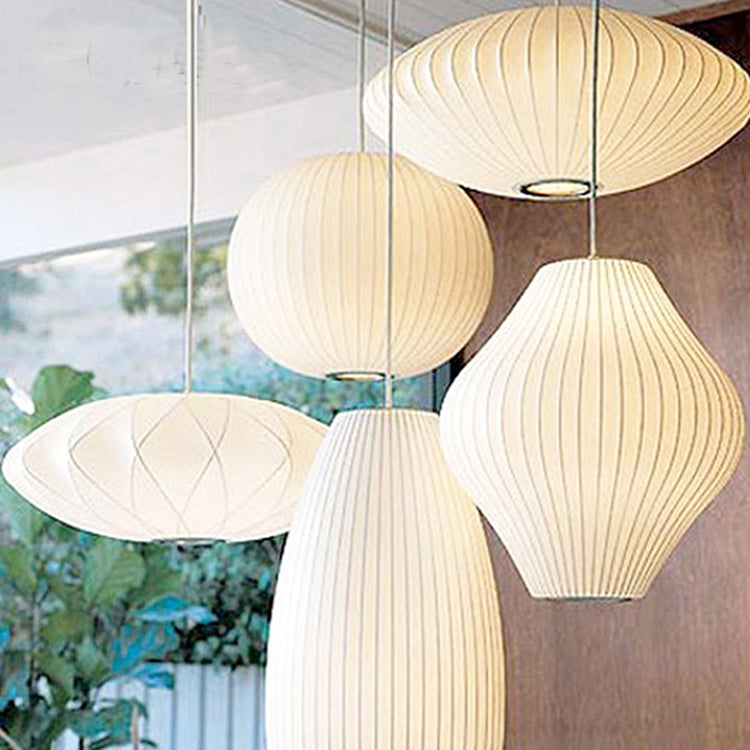 Zeitgenössische schattierte Suspension Anhänger Leichter Stoff Esszimmer Hanges Lichtkit in Weiß