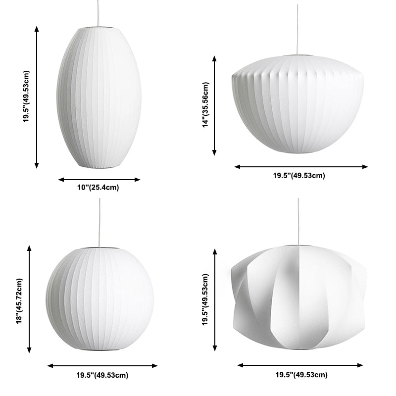Zeitgenössische schattierte Suspension Anhänger Leichter Stoff Esszimmer Hanges Lichtkit in Weiß