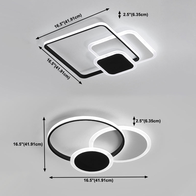 Moderne Eenvoud Acryl Flush Mount Lamps Slaapkamer Flush Mount Plafond Licht in Zwart
