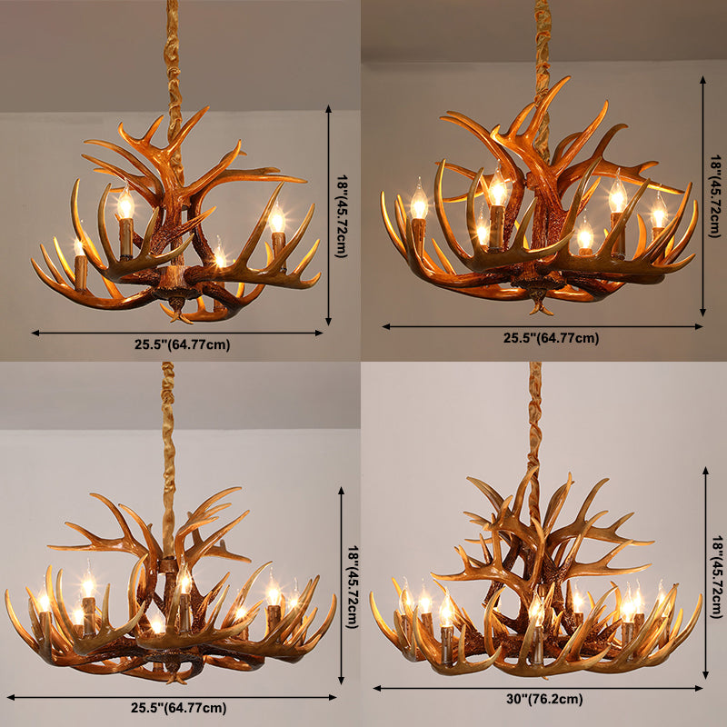 Rustic Antler Chandelier Light Fixtures Multi-Head Chandelier Pendant Lamp for Restaurant
