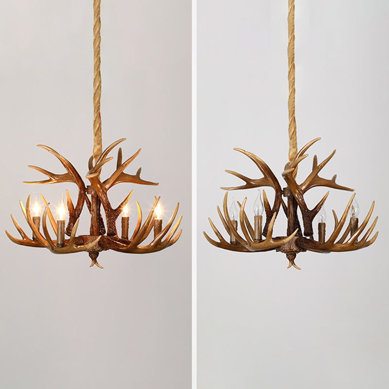 Rustic Antler Chandelier Light Fixtures Multi-Head Chandelier Pendant Lamp for Restaurant