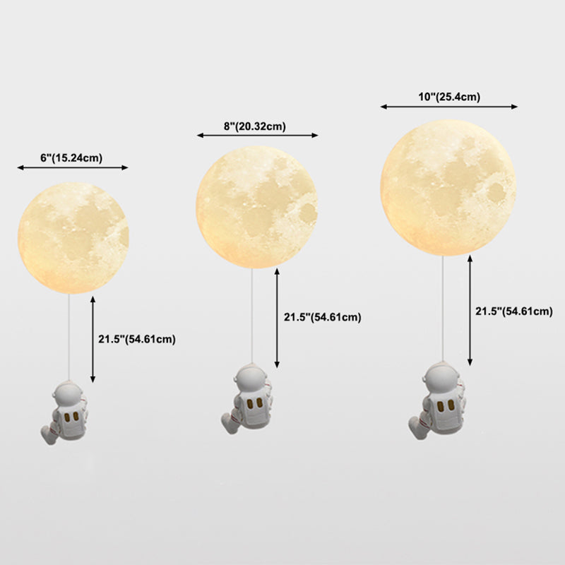 3 Color Opcional Luz Diconce con sombra de vidrio de orbe Astronaut Wall Light