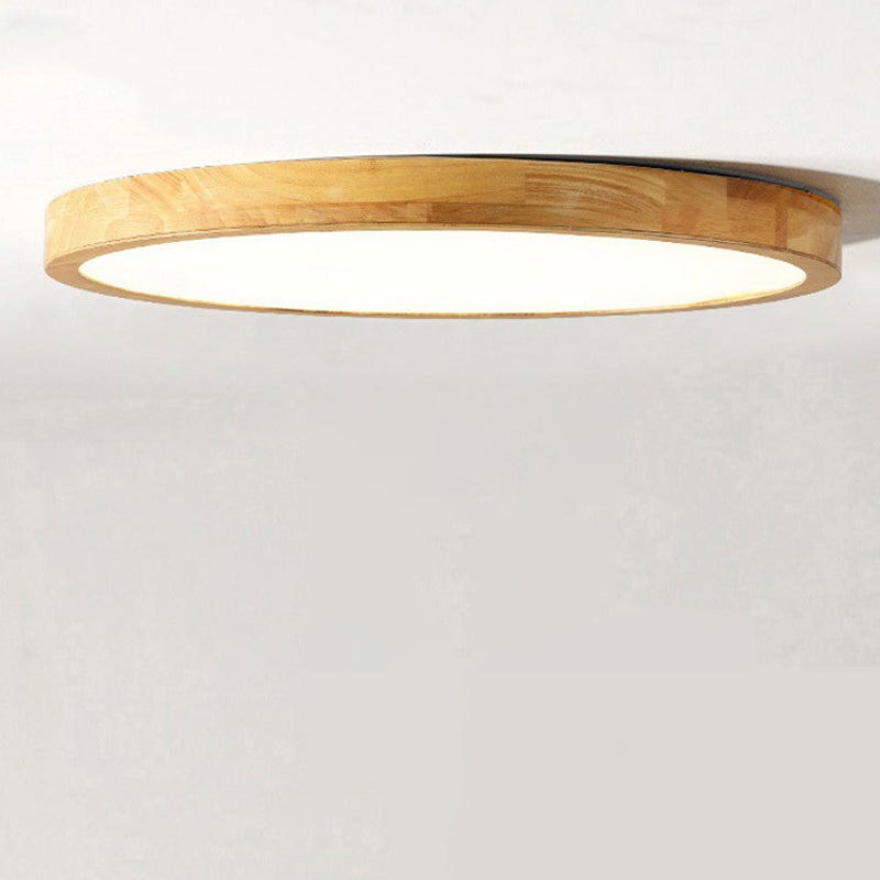 Round Flush Ceiling Light Fixture Modern 1-Light Beige Flush Mount Lamp with Acrylic Shade