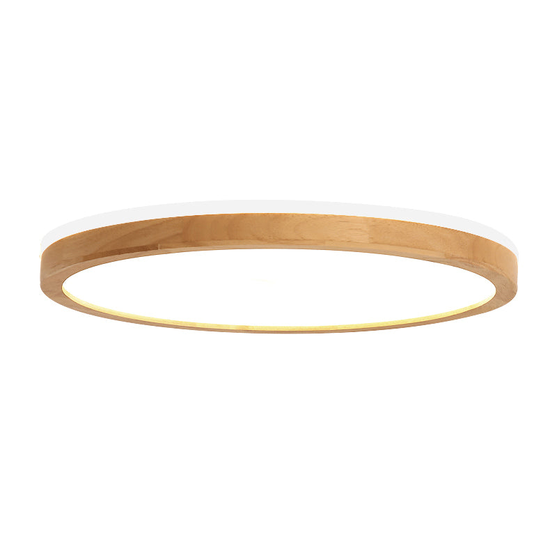 Round Flush Ceiling Light Fixture Modern 1-Light Beige Flush Mount Lamp with Acrylic Shade