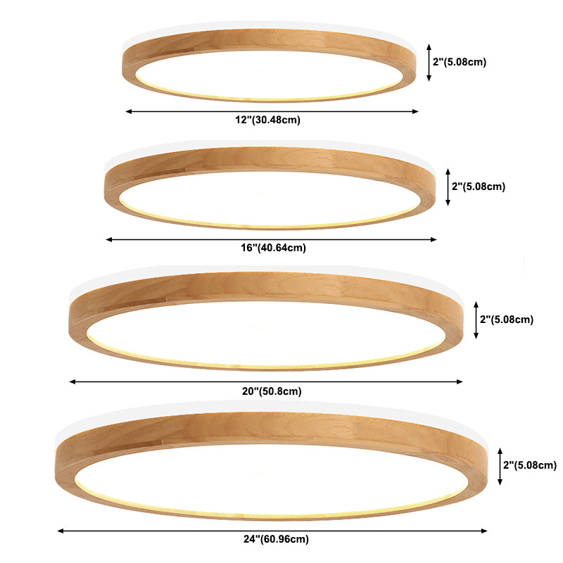 Round Flush Ceiling Light Fixture Modern 1-Light Beige Flush Mount Lamp with Acrylic Shade
