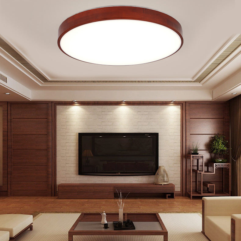 Round Flush Ceiling Light Fixture Modern 1-Light Brown Flush Mount Lamp with Acrylic Shade