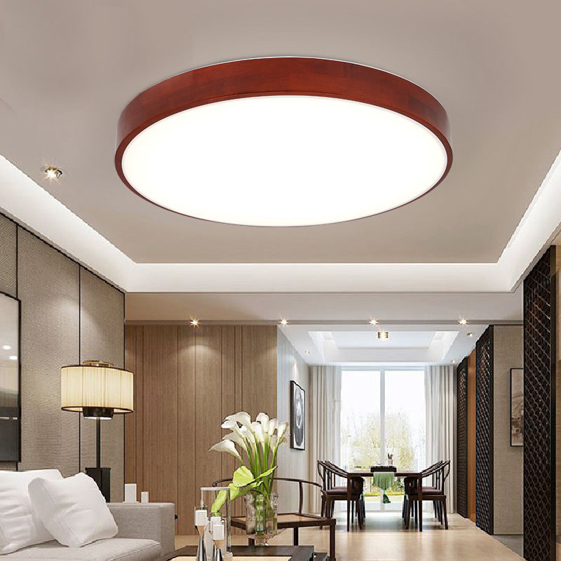 Round Flush Ceiling Light Fixture Modern 1-Light Brown Flush Mount Lamp with Acrylic Shade