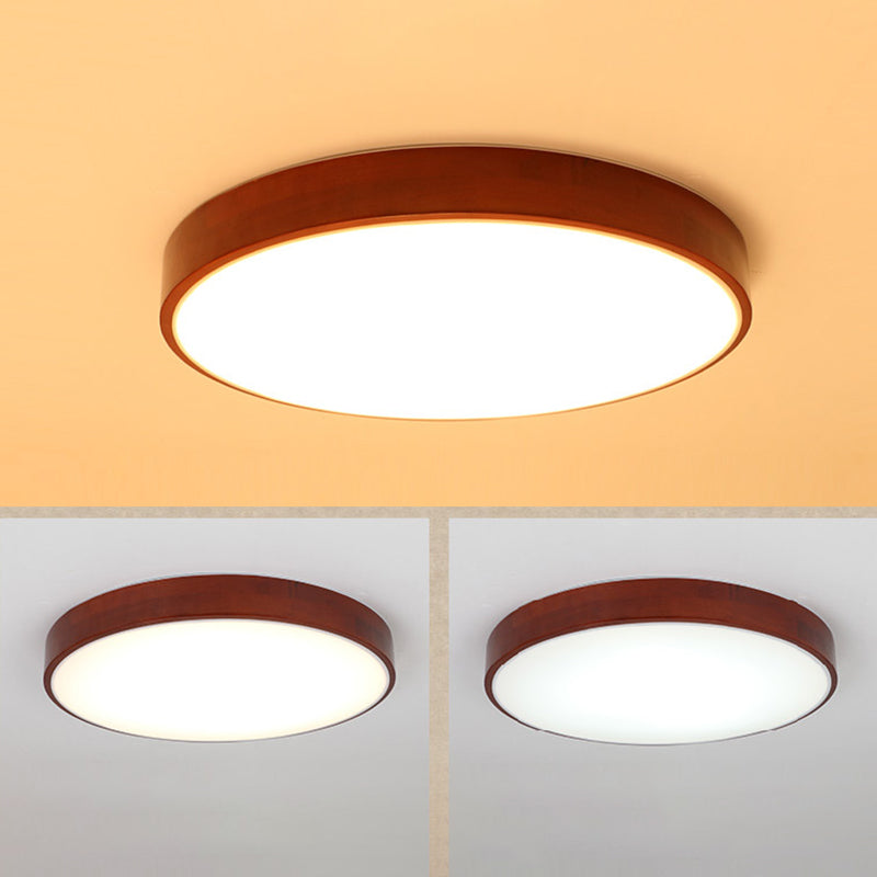 Round Flush Ceiling Light Fixture Modern 1-Light Brown Flush Mount Lamp with Acrylic Shade