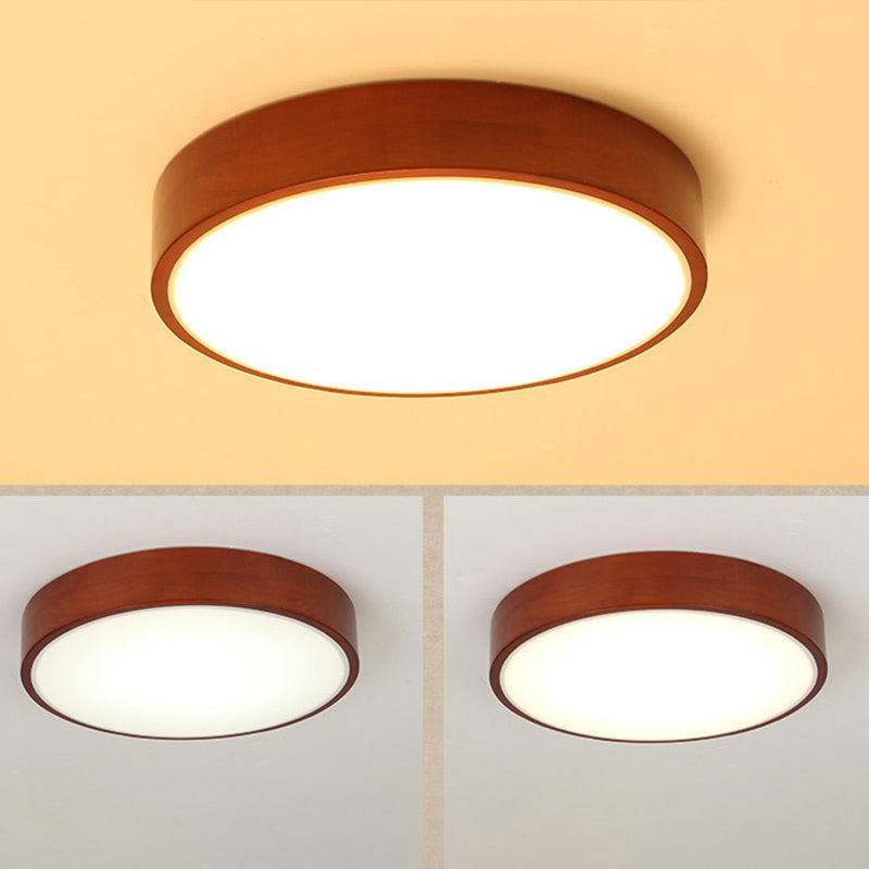 Round Flush Ceiling Light Fixture Modern 1-Light Brown Flush Mount Lamp with Acrylic Shade