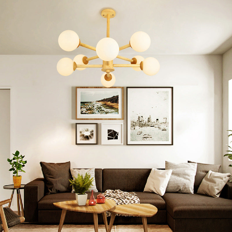 Moderner Globe Kronleuchter-Leuchten mehrköpfiger beige Kronleuchter Anhängerlampe für Restaurant