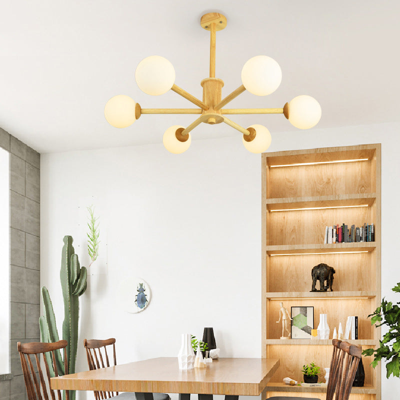 Moderner Globe Kronleuchter-Leuchten mehrköpfiger beige Kronleuchter Anhängerlampe für Restaurant