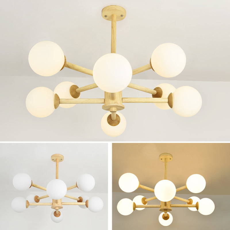 Moderner Globe Kronleuchter-Leuchten mehrköpfiger beige Kronleuchter Anhängerlampe für Restaurant